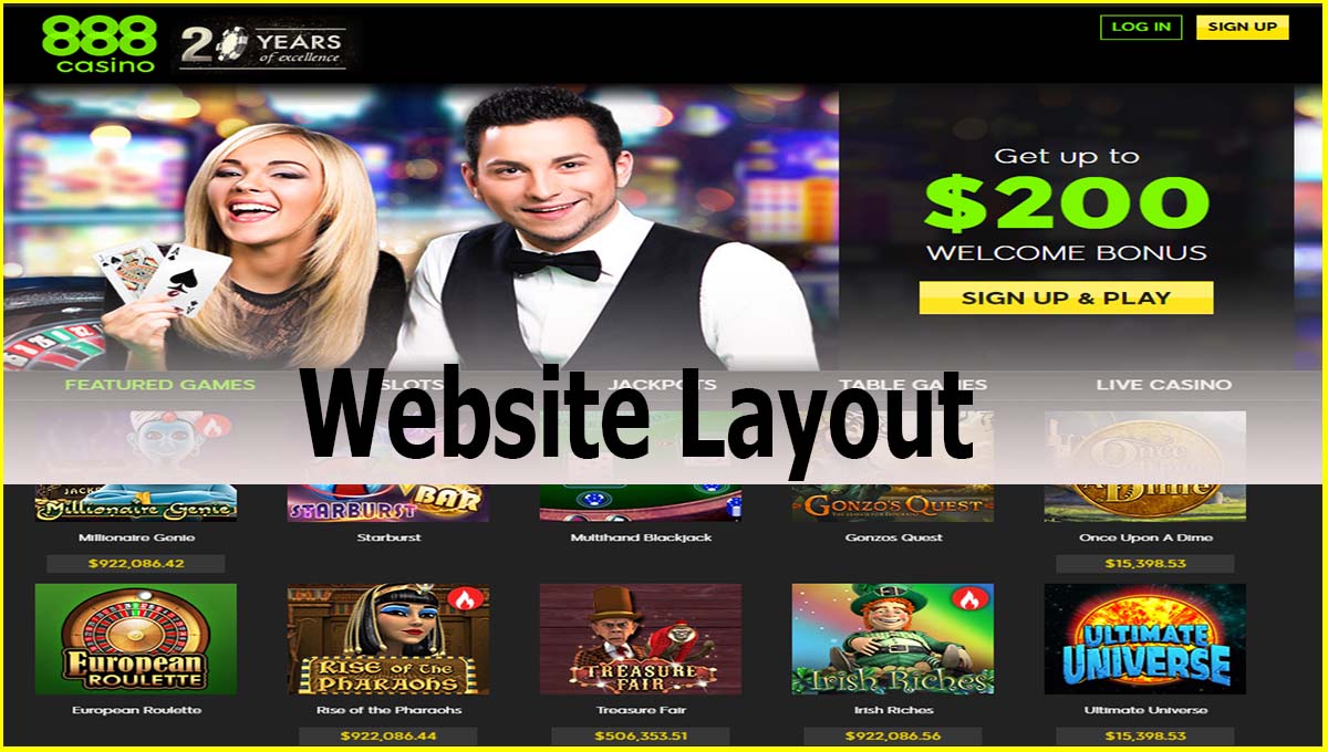 Appealing Website Layout Online 888 Casino